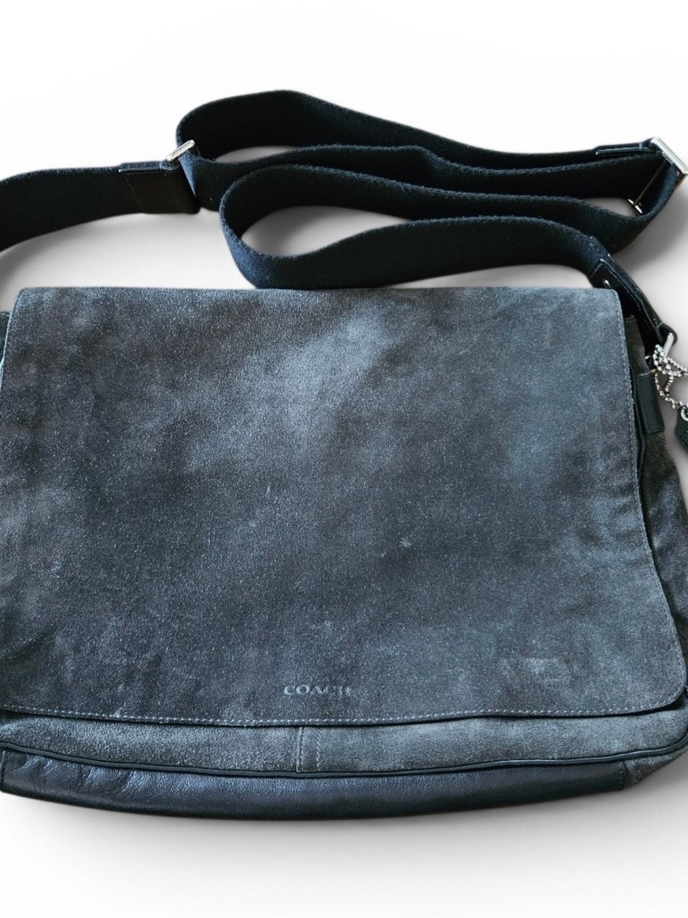 Vintage Coach Men's Black Suede/Leather Messenger Bag M1193-70528